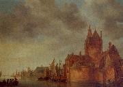 Jan van  Goyen, A Castle by a River with Shipping at a Quay